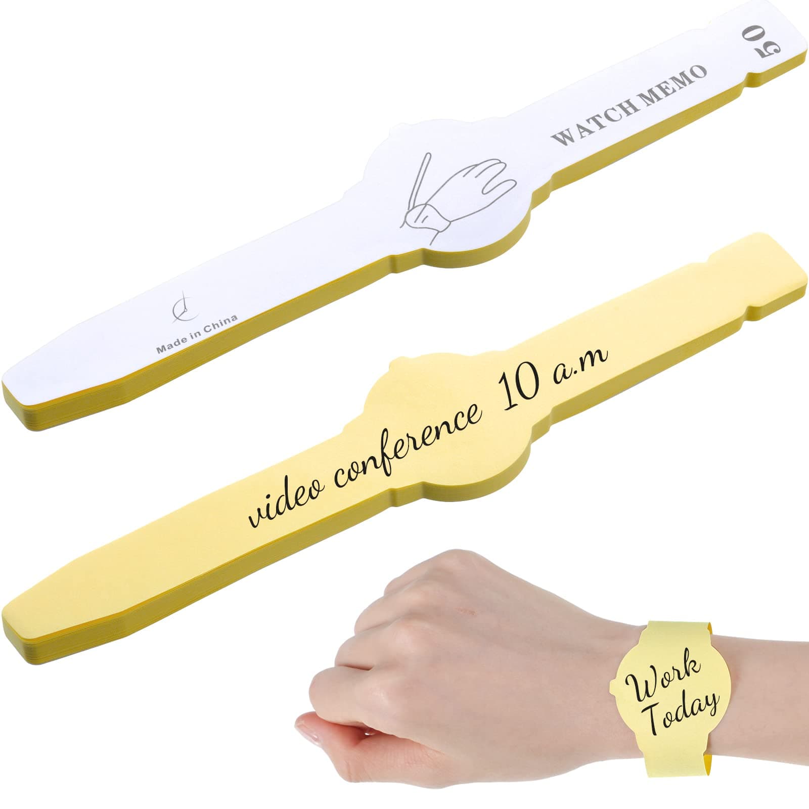 100 Sheets Self Stick Note Pads Funny Paper Watch Time Will Tell Sticky Notes Yellow Wrist Notes Watch Shape Novelty Notes for Home School Office Supplies and Holiday Present