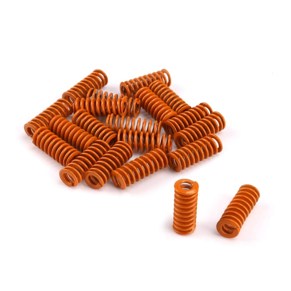 Die Spring Light Duty Rectangular Coil Stamping Compression Mold Spring 8mm Hole Diameter Long Light Load Compression Mould Die Spring 20 Pieces (Orange)