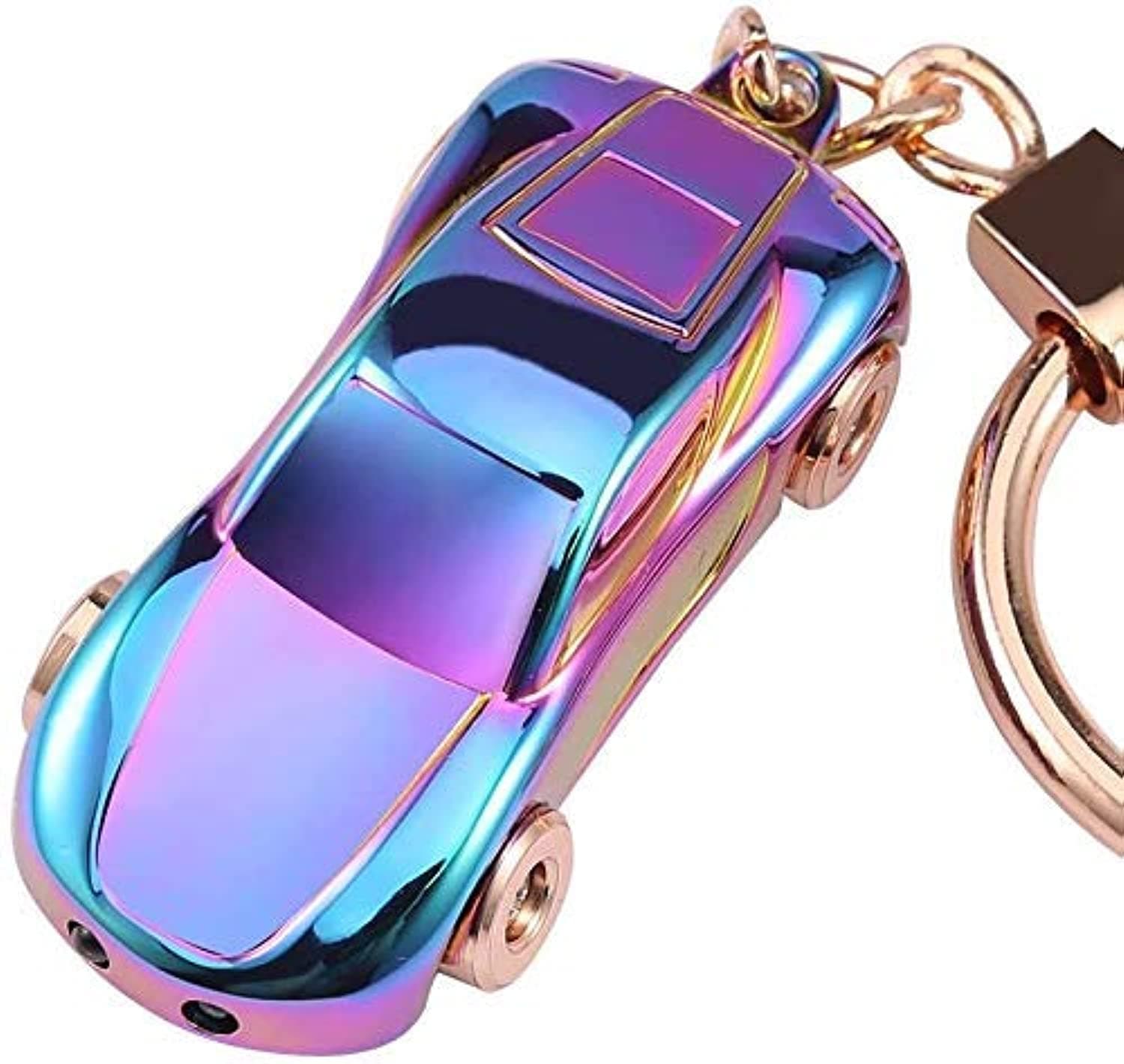 Creative Key Chain Car Keychain Flashlight with 2 Modes LED Lights 2 in 1 Car Key Chain Ring for Office Backpack Purse Charm,Great Gift for Men or Women (Colorful)
