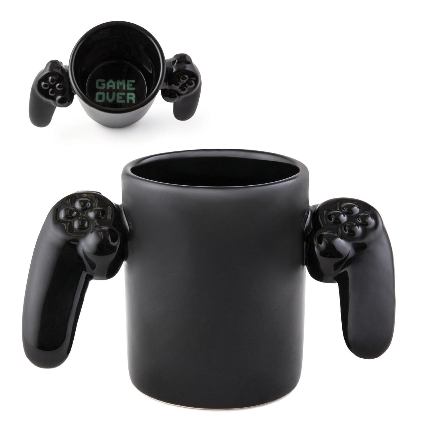 Game Over Ceramic Coffee Mug, Video Game Controller Handle Cup, Gamer Gift, Holds 14 Ounces