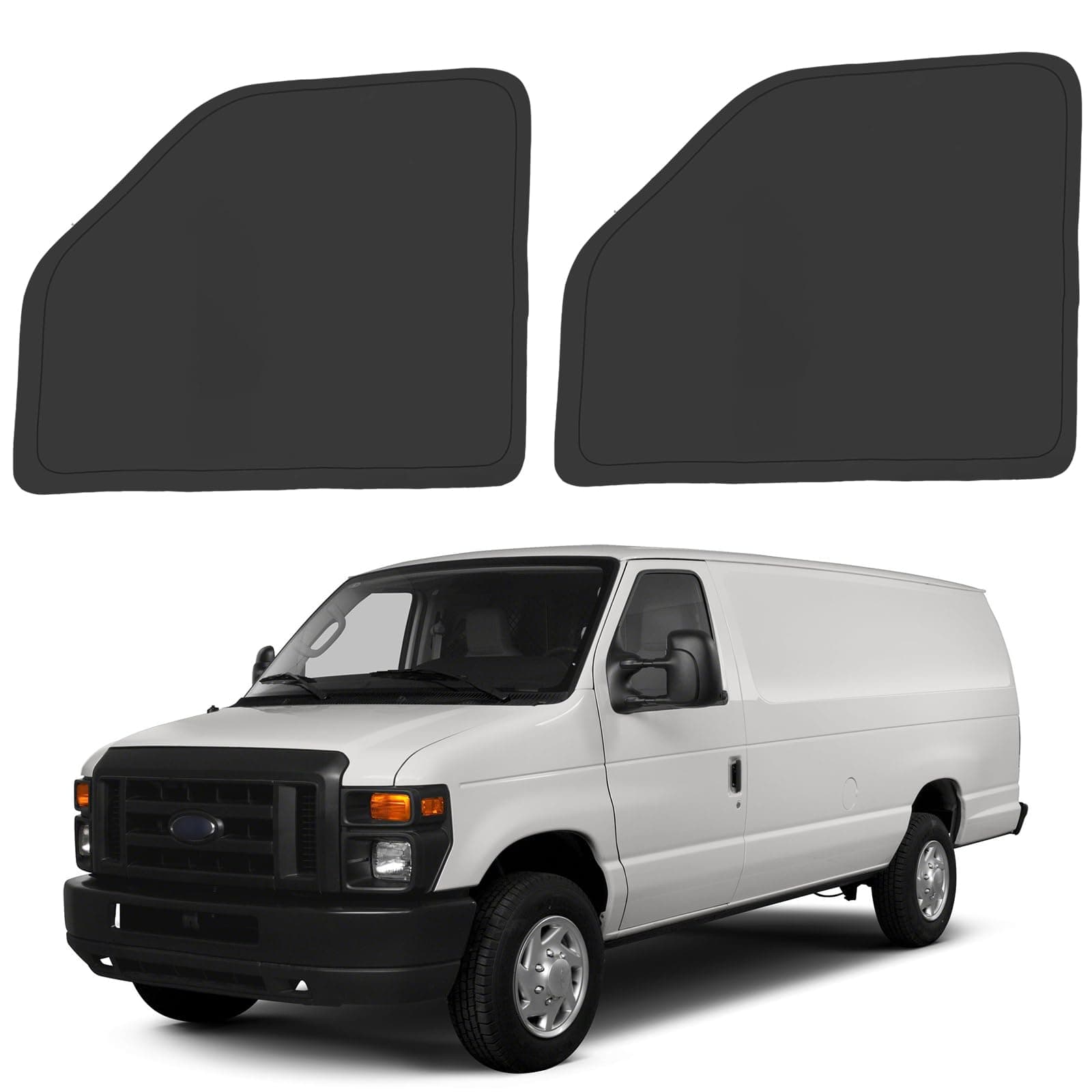 Front Side Window Sun Shade for 1992-2025 Fo-rd E-Series E-150 E-250 E-350 E-450 Van Motorhome, Foldable Window Sunshade Sun Visor Protector, Side Window Shades Sun Shield Blocks UV Rays Heat