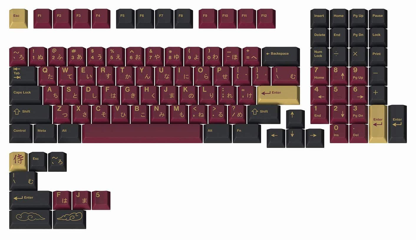 Redsuns GMK Red Samurai Keycap Set for Full-Size Keyboards - Compatible with Cherry MX Switches and Clones (1800 Layout 113-key Kit)