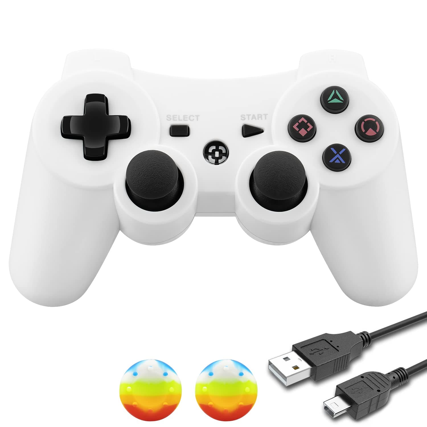 PS3 Controller Wireless Dualshock3 Playstation3 Gamepad - OUBANG Upgrade Best PS3 Games Remote Accessories for Kids,Men,Women,with Sixaxis,PS3 Charger Cable (Black)