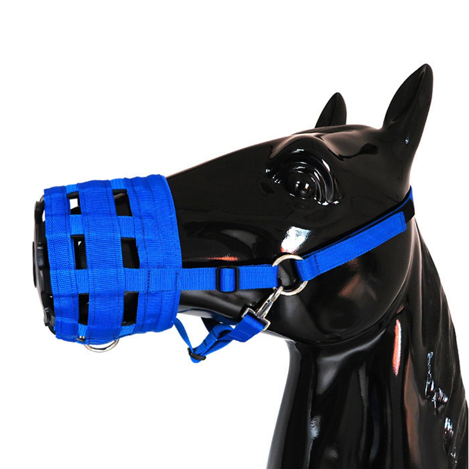 Gaderth Grazing Muzzle, Horse Grazing Muzzle with Halter, Easy Breathe Comfort Lined Grazing Muzzle, Full Adjustable Horse Grazing Muzzle with Chin Neck Pads for Comfort Blue Medium Size One Size