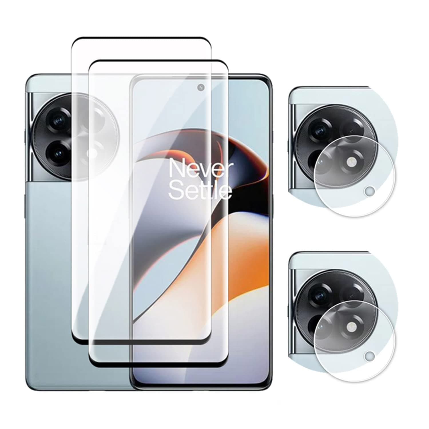 Lukione [2+2Pcs] Compatible with OnePlus 11R Screen Protector & Camera Lens Protector Film 5G Tempered Glass Anti-Scratch No-Bubble (clear)
