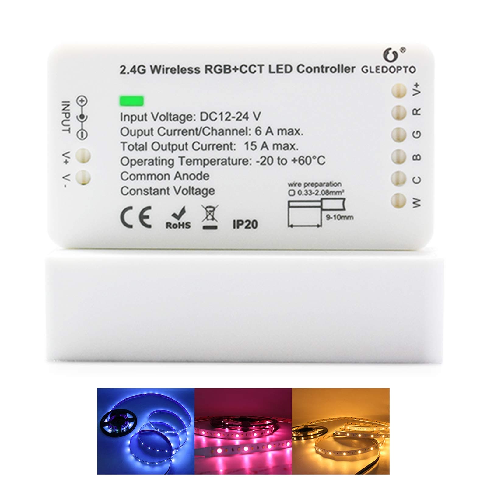 LED Strips Controller Zigbee RGB CCT 1ID Smart Dimmer Compatible with Zigbee Hub Android iOS Smart Phone App Control Voice Control, for DC12-24V LED Strip Lights (Hub Required, No WiFi)