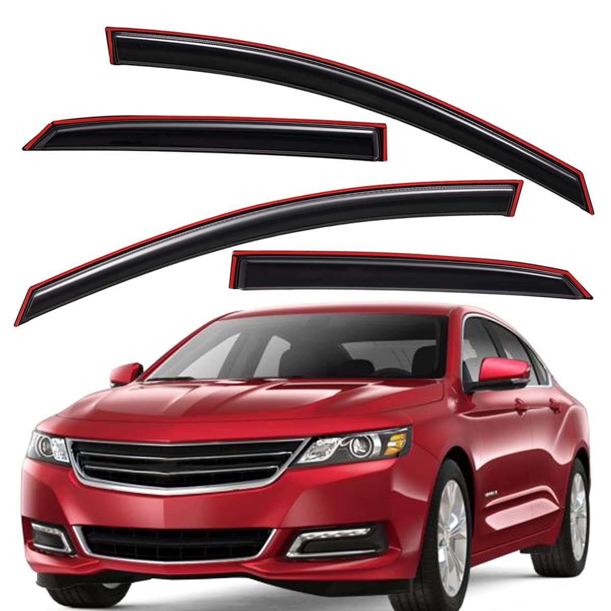 Lightronic Extra Durable Clip-on in-Channel Auto Vent Window Visor, Fit 2014-2020 Chevrolet Impala (EXCLUDES 2014-2016 Impala Limited), UV Protection Rain Guard, Original Wind Deflector, Smoke, 4Pcs