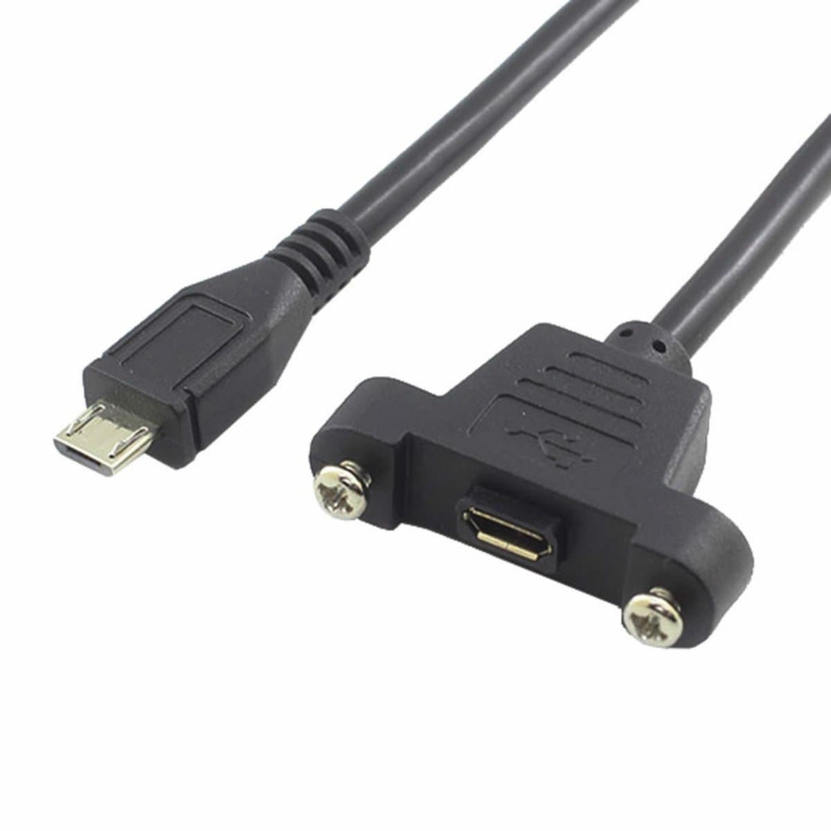 Micro USB Panel Mount 5Pin Micro-USB Extension Cable Male to Female Extender Cable with Screws for Data Sync and Charge, 50cm