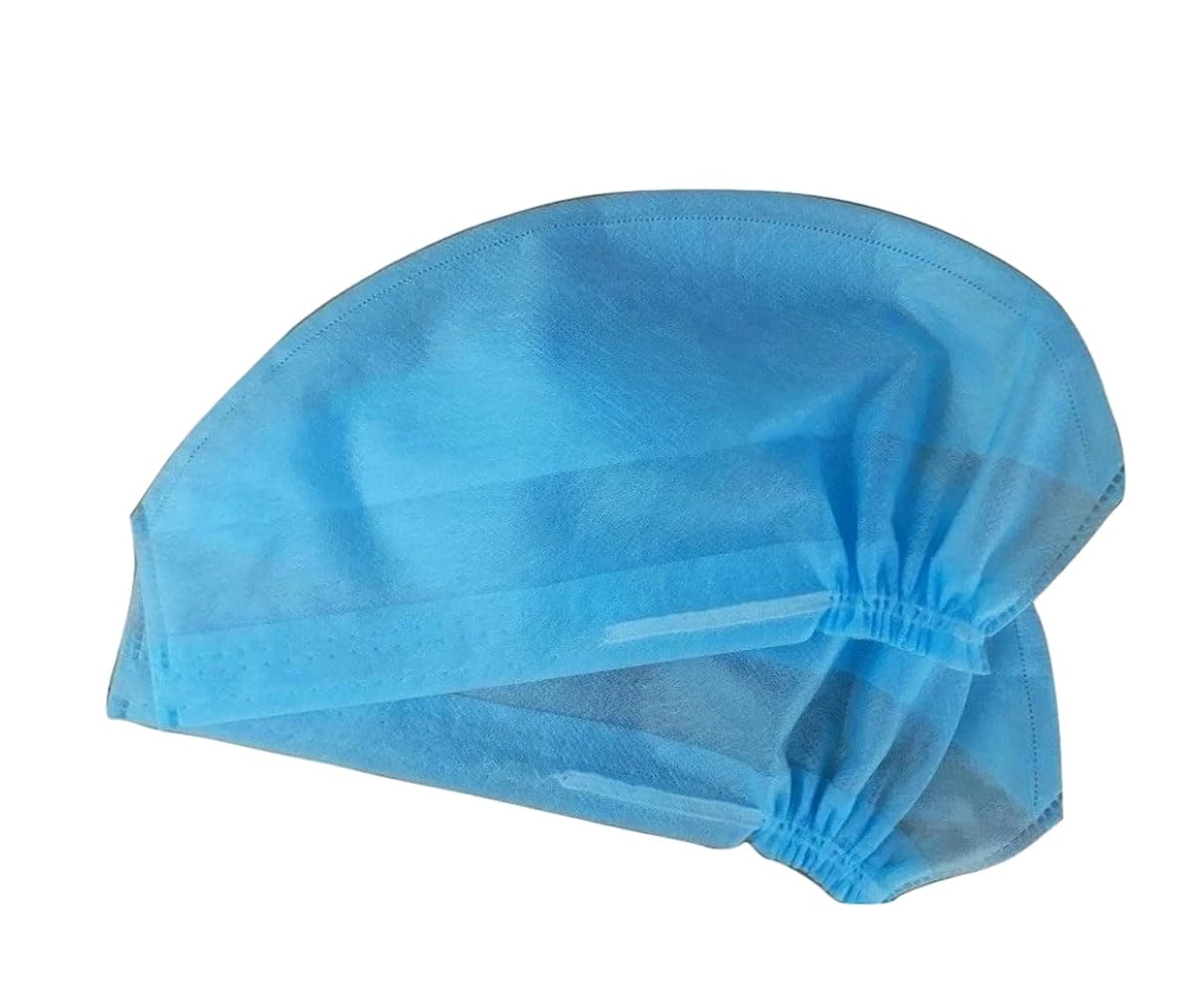 3P Blue Disposable Doctors Surgeon Cap with Elastic Back Adjustable Lightweight Non Woven Material Machine Made for Nurses & Kitchen Headcap Hygiene Clinical Medical Hospital OT Use. Pack/100, Unisex