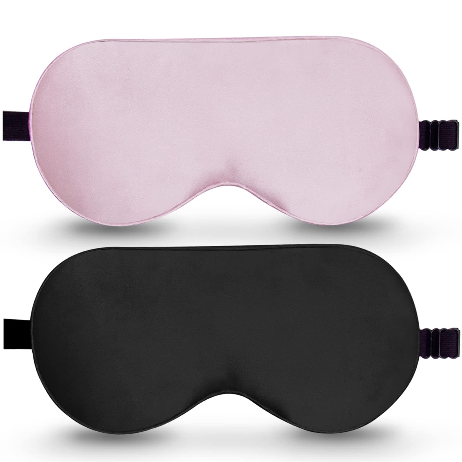 BeeVines Sleep Mask, 2 Pack 100% Real Natural Pure Silk Eye Mask with Adjustable Strap for Sleeping, Eye Sleep Shade Cover, Blocks Light Reduces Puffy Eyes Gifts