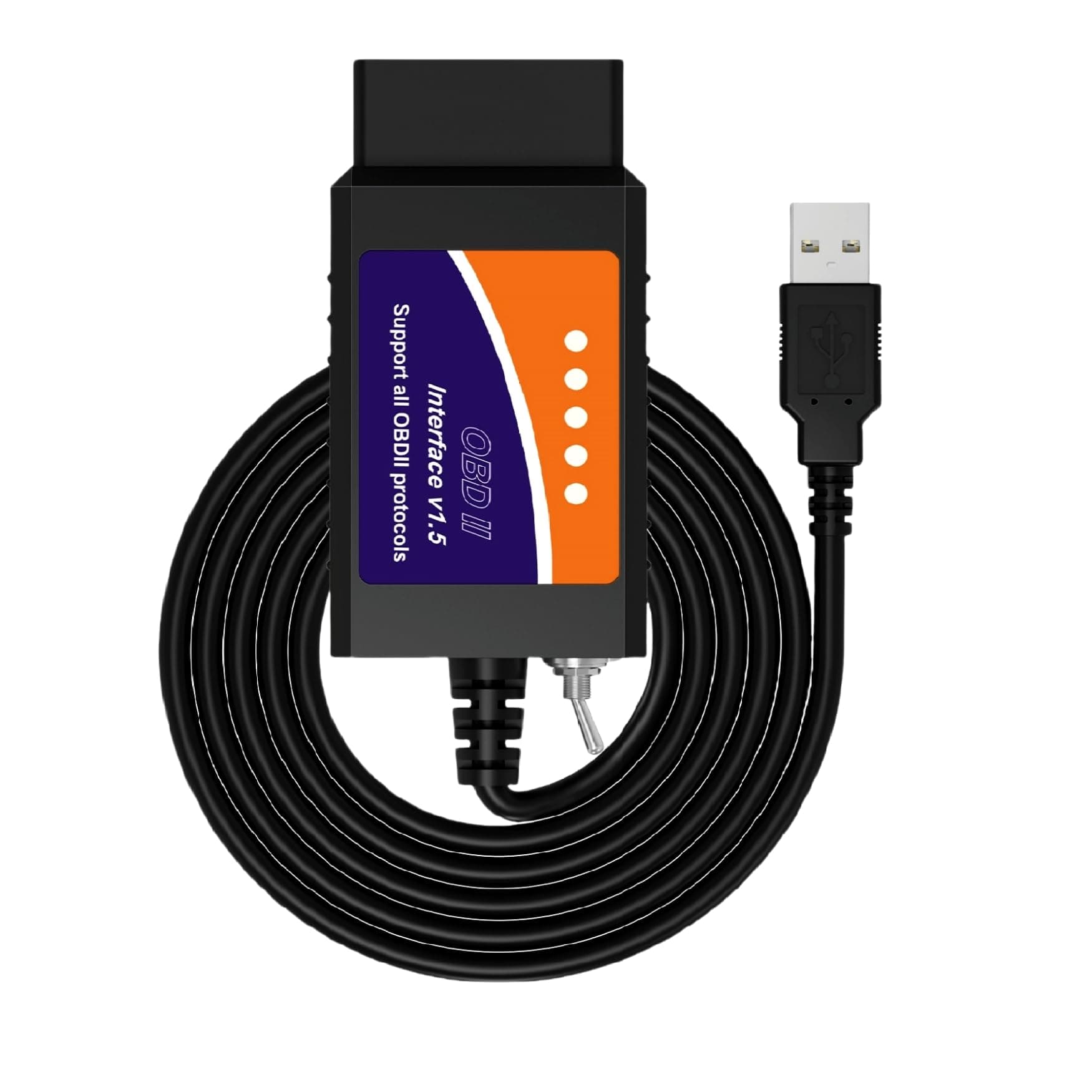 ELM327 OBD2 USB Adapter for Windows, ELMconfig Scanner with MS CAN/HS CAN Switch for Scan F150 F250 Car and Light Truck Check Engine Light, Diagnosis on Windows with V1.5 Chip