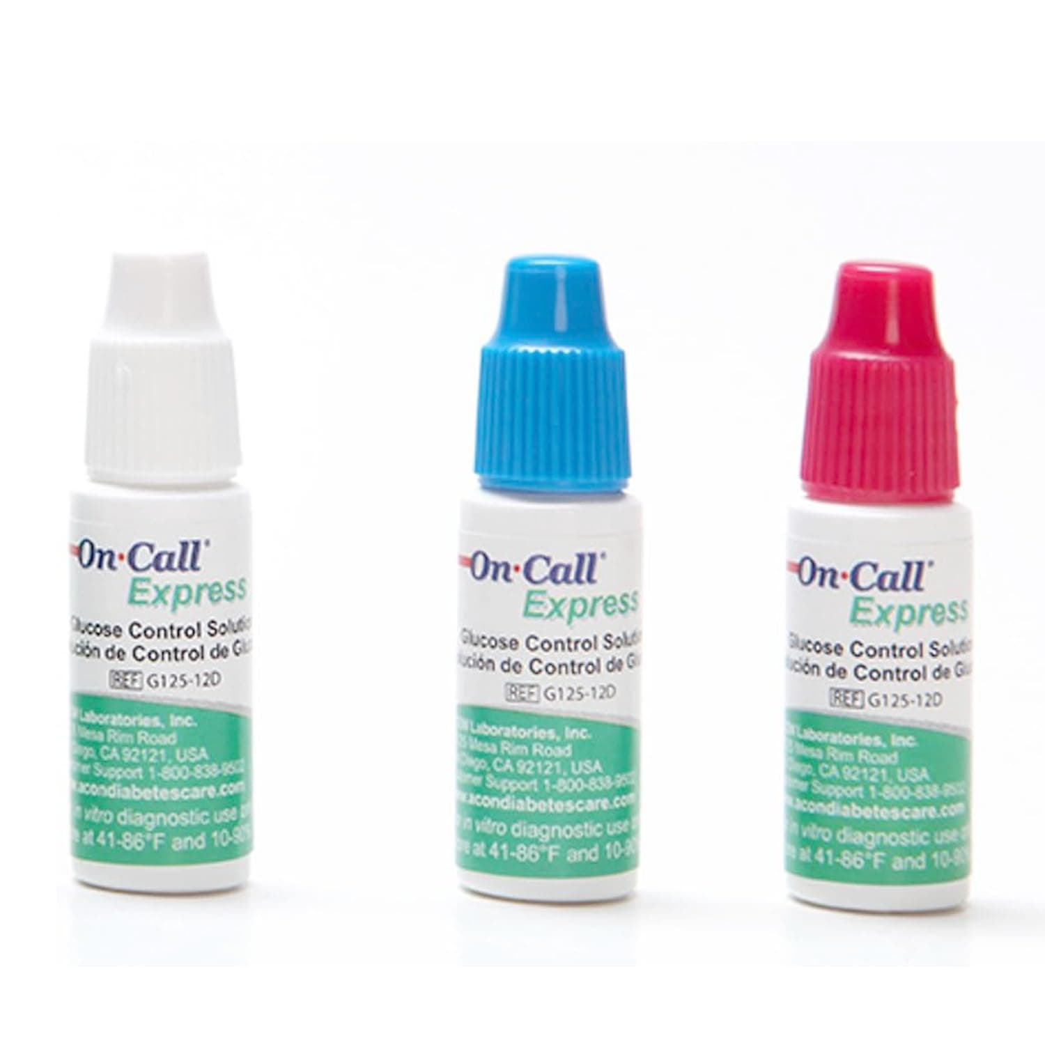 Glucose Control Solution Kit by On Call Express, Level 0, 1 & 2 for Blood Glucose Meters and Test Strips, Accuracy Check & Calibration Verification, 3-Pack Bottles, 2mL Each