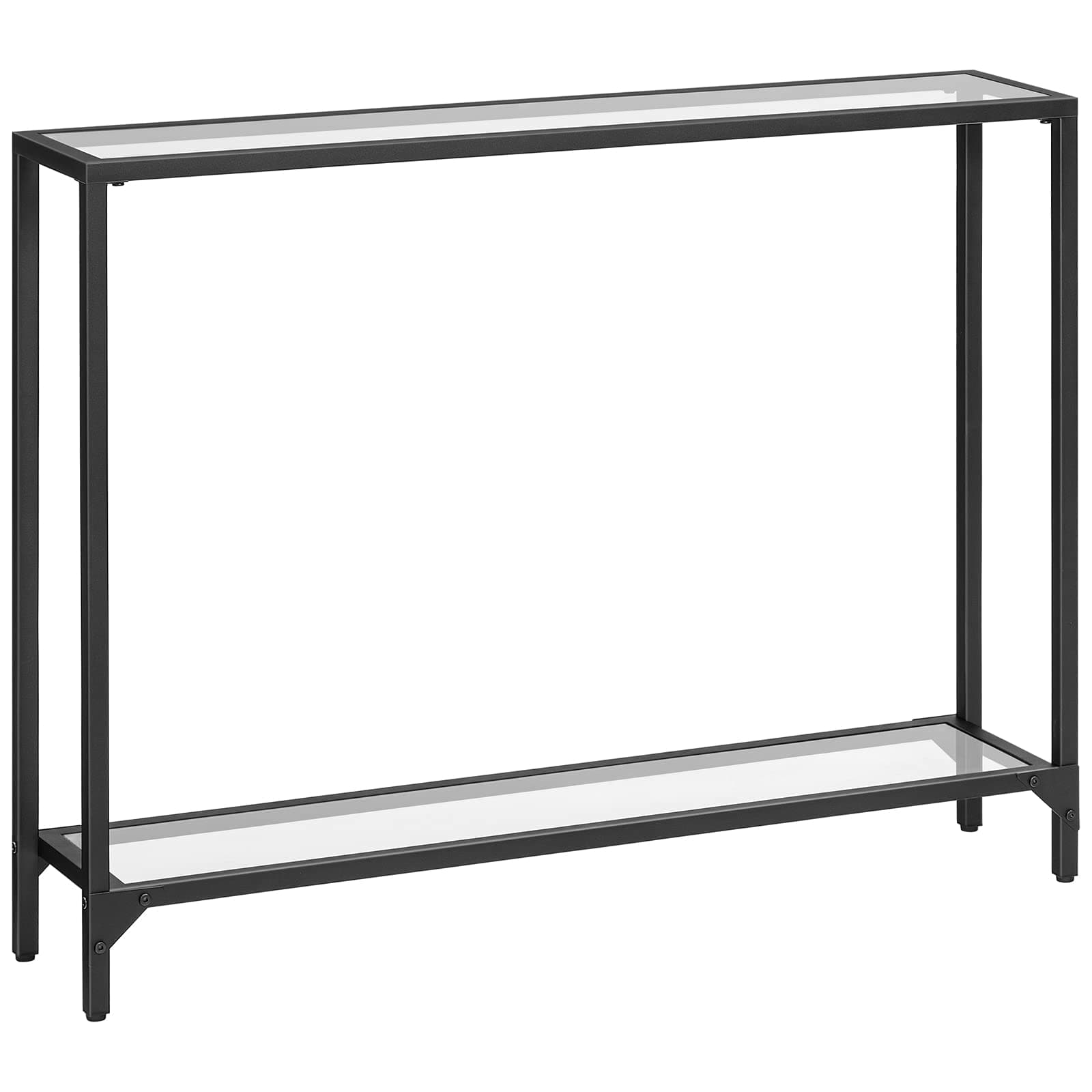 HOOBRO 39.4" Narrow Console Table, Tempered Glass Sofa Table, Behind Couch Table Modern Entryway Table, Metal Frame, for Living Room, Hallway BK04XG01