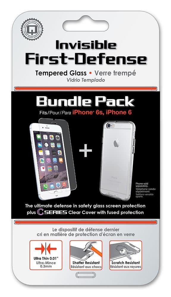 iPhone 6s Case and Screen Protector Combo Kit - Qmadix C Series (Clear) and Invisible First-Defense Bundle ( 2 items ) - Compatible with iPhone 6s and iPhone 6 - Retail Packaging