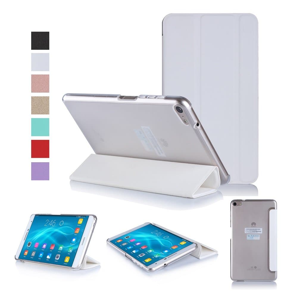 ISIN Tablet Case Series Premium PU Leather Smart Shell Case for Huawei MediaPad T2 7.0 Pro PLE-701L PLE-703L 7 inch Full HD IPS LCD WiFi 4G LTE Android V6.0 Tablet 2016 (White)