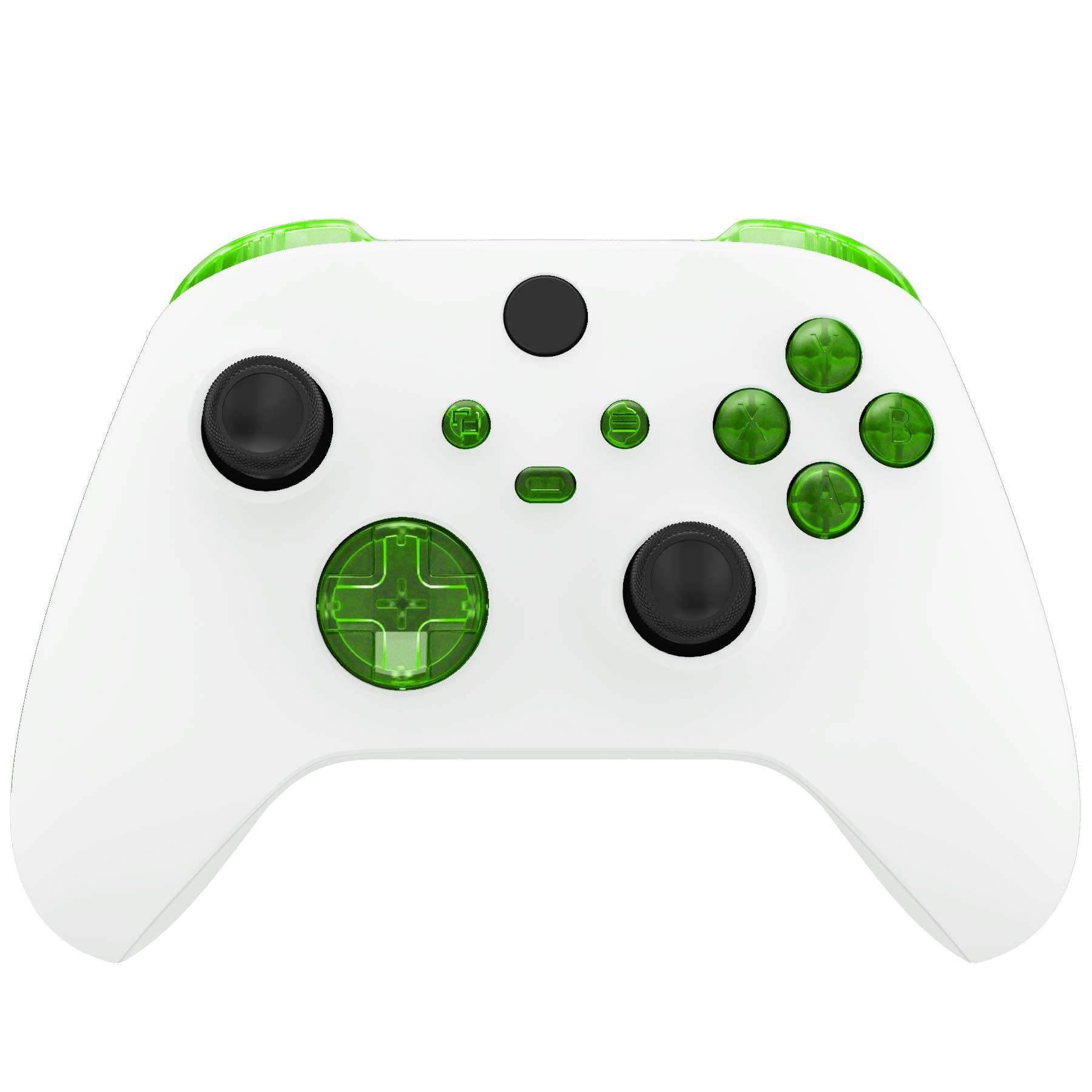 eXtremeRate Replacement Buttons for Xbox Series X/S Controller, LB RB LT RT Triggers Bumpers D-Pad ABXY Start Back Sync Share Buttons for Xbox Series S/X Controller Green Transparent