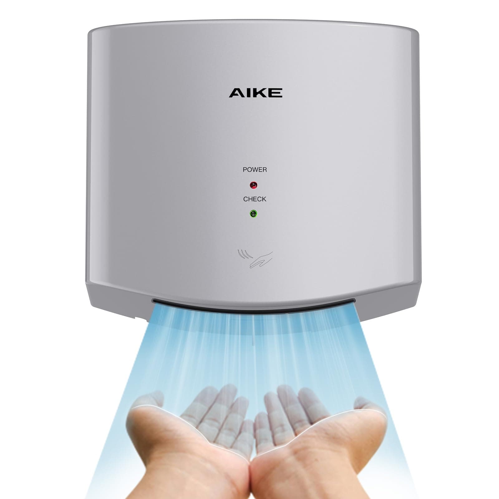 10 Second Hand Dryer for Drying, High Speed Automatic Energy Saving Electric Hand Dryer, Commercial Hand Dryer for Bathroom and Toilet AK2630S 1400W Silver