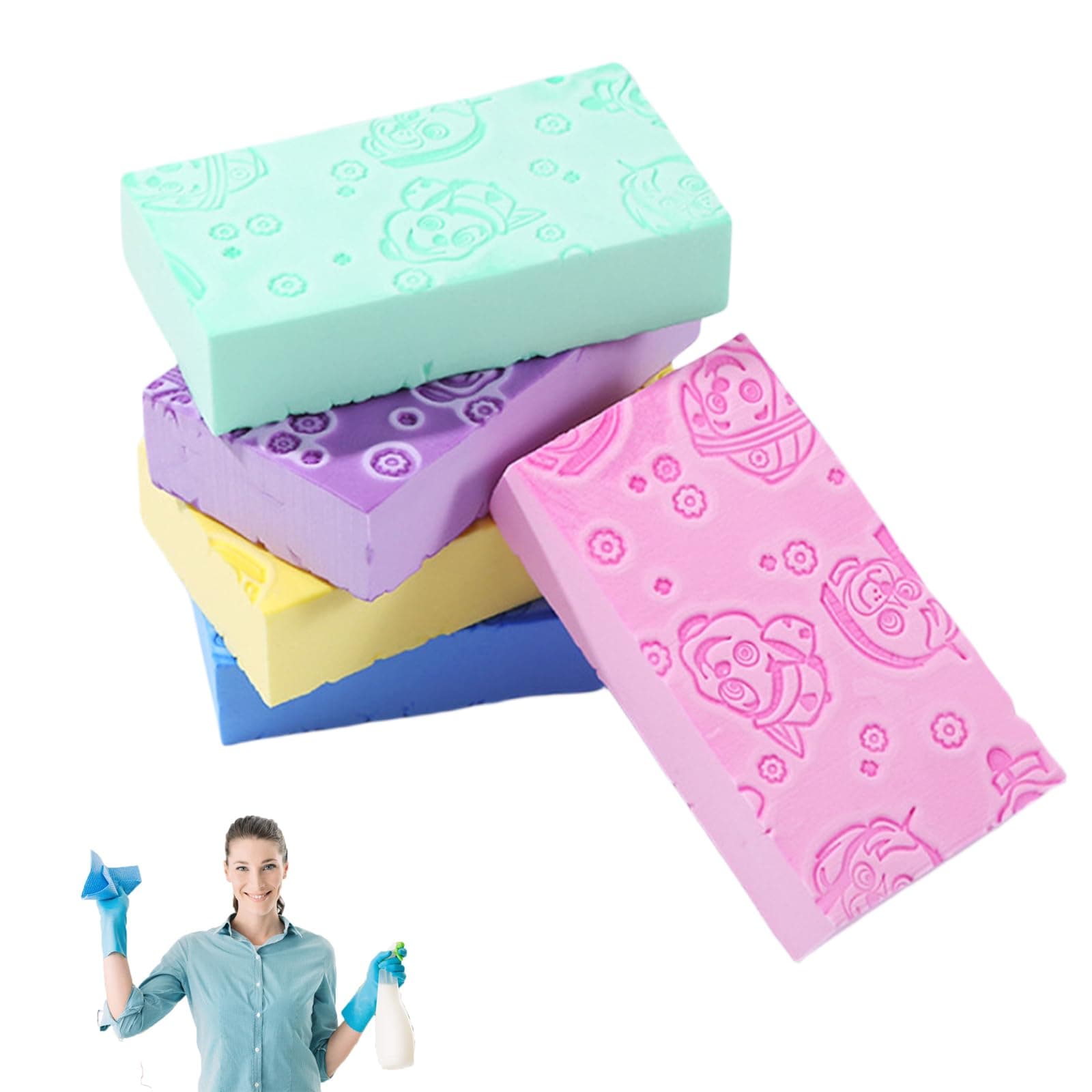 2Pcs Cleaning Sponge for Kitchen Damp Duster Reusable Dusting Sponge Damp Cleaning Sponge Duster for Cleaning Baseboards,Vent,Skirting Boards and Mirrors (Color Random).