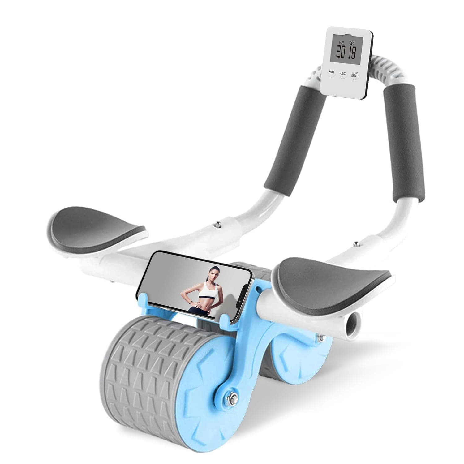 2026 Upgraded Automatic Rebound Ab Roller with Elbow Support, Dual Wide Wheel Ab Workout Equipment for Core Strength Training, Silent Ab Wheel for Beginners Men Women Home Gym Fitness