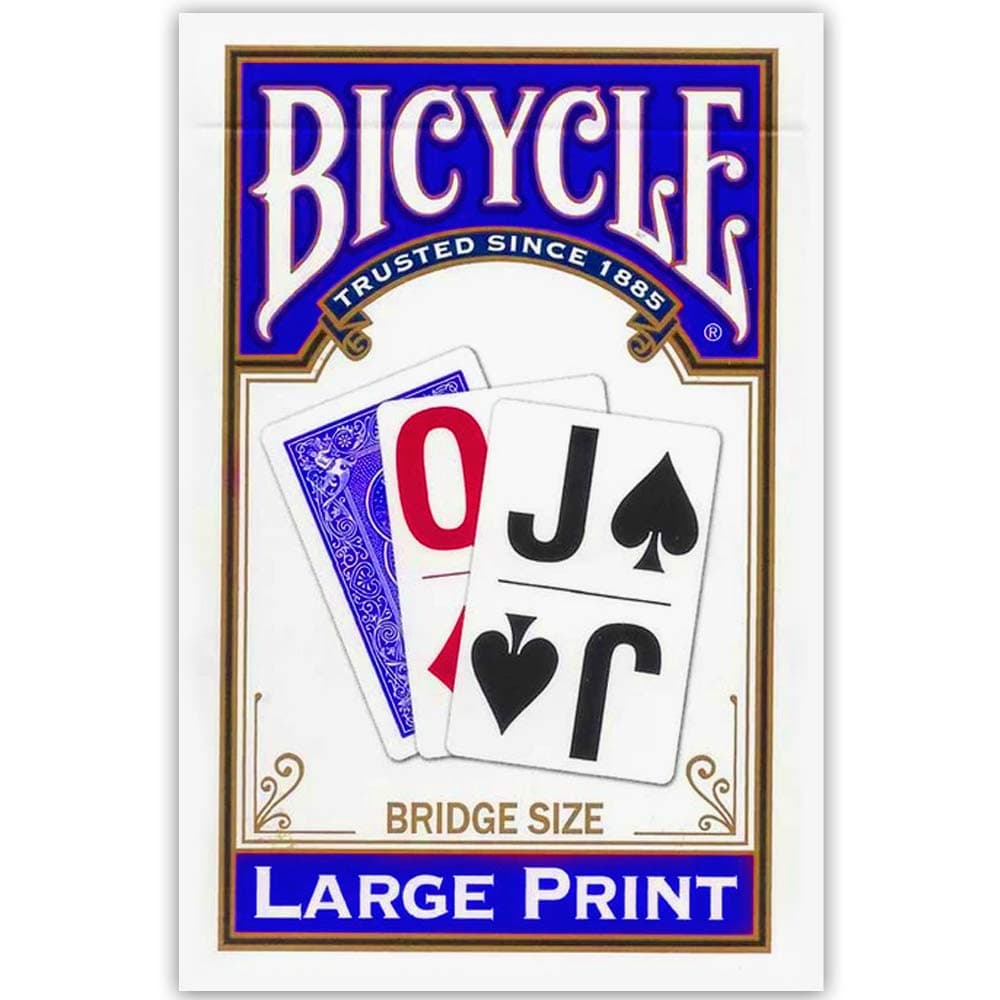 Bicycle Large Print Bridge Size Playing Cards - Easy-to-Read Deck for Seniors - Red or Blue