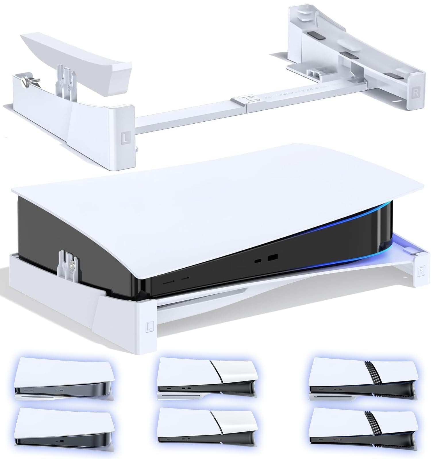 OIVO PS5/Slim/Pro Horizontal Stand for Disc & Digital Console, Stable PS5 Accessories Base Stand with Upgraded Support Rods on Bottom & Scalable Design for PlayStation 3 Skins