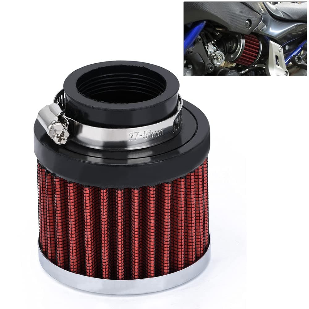 PTNHZ Universal Red Neck 1.5" 38mm Car High Flow Cold Air Intake Air Filter Power Intake Air Inlet System Air Cleaner