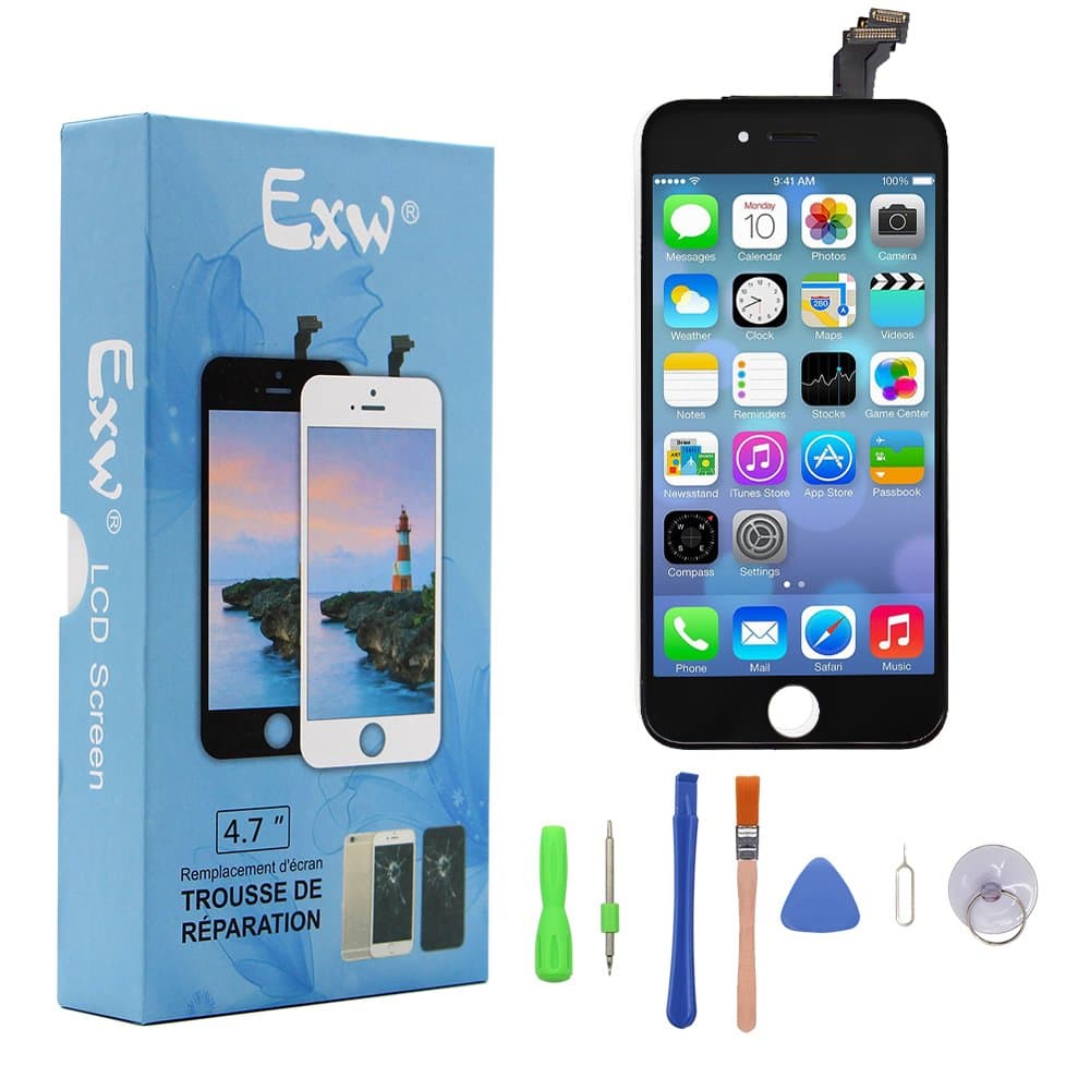 EXW LCD Touch Screen Digitizer Replacement Full Assembly for iPhone 6 4.7 inch with Free Tools Kit … (For iohone 6 Black)