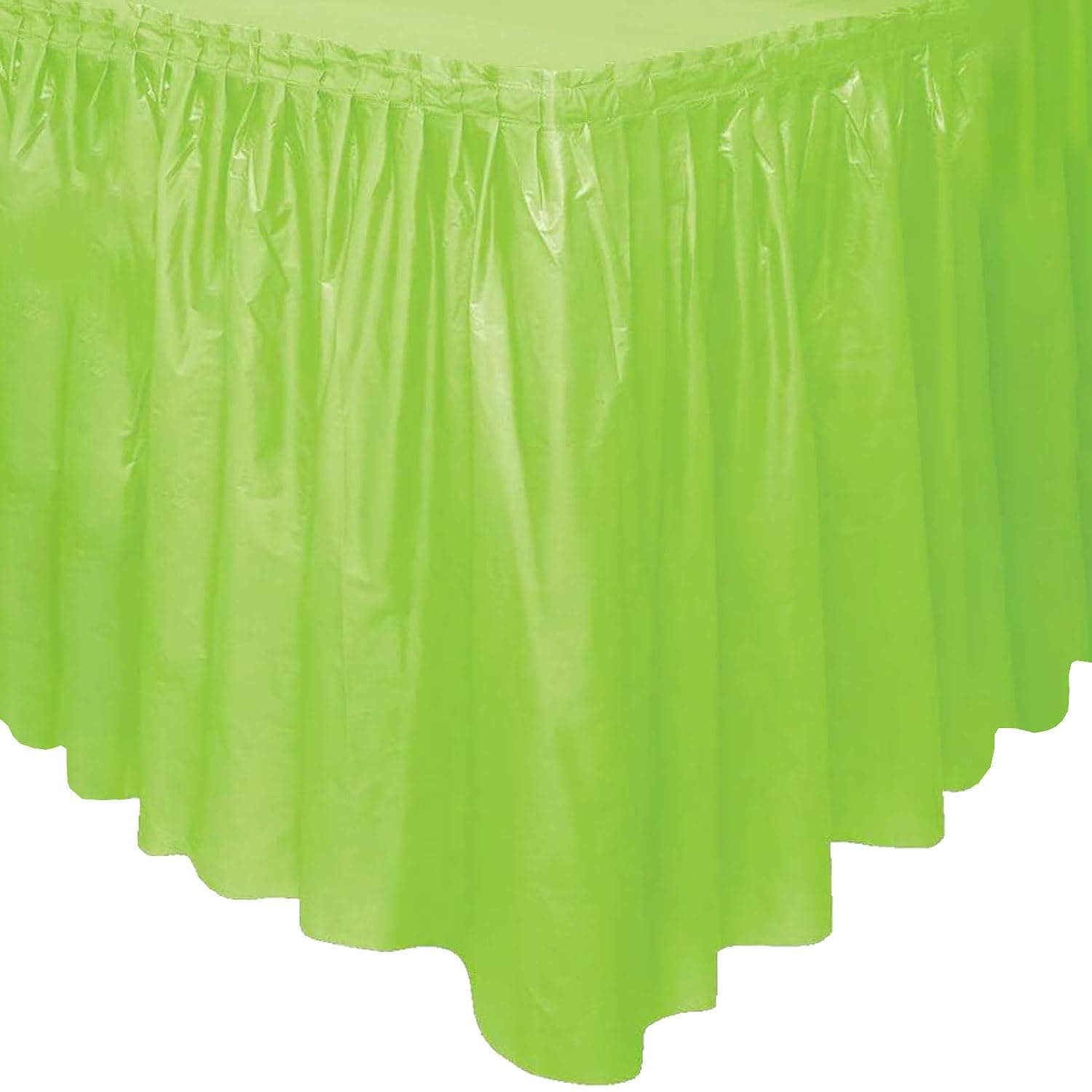 Unique Industries Lime Green Solid Plastic Table Skirt, 14-Foot Length