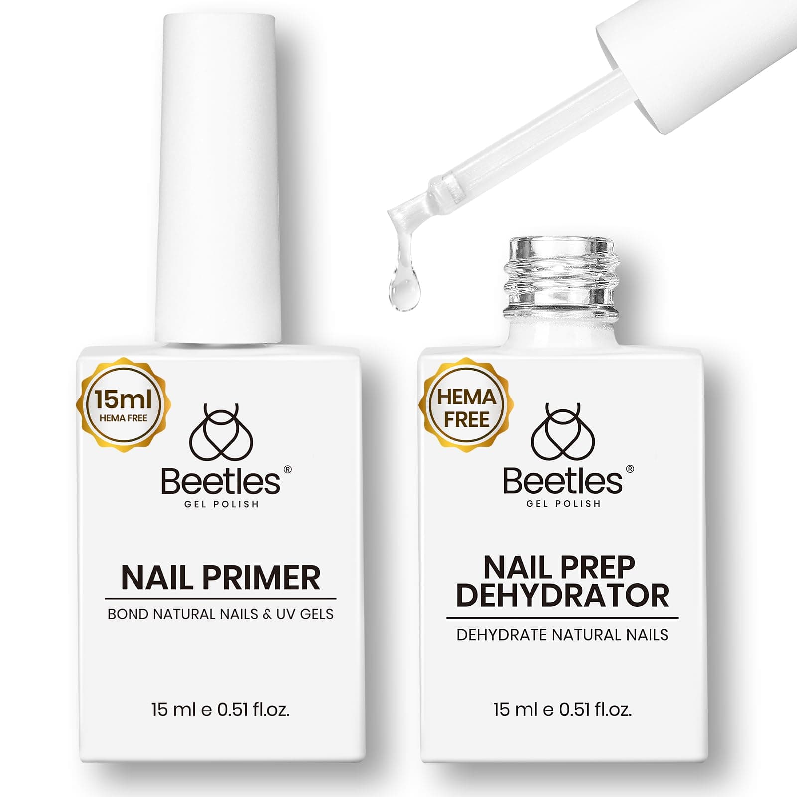 Beetles Nail Dehydrator & Nail Primer Set – No Lifting Nail Prep, Strong Bond, HEMA Free, Acid-Free, Long Lasting for Gel Nails & Acrylic