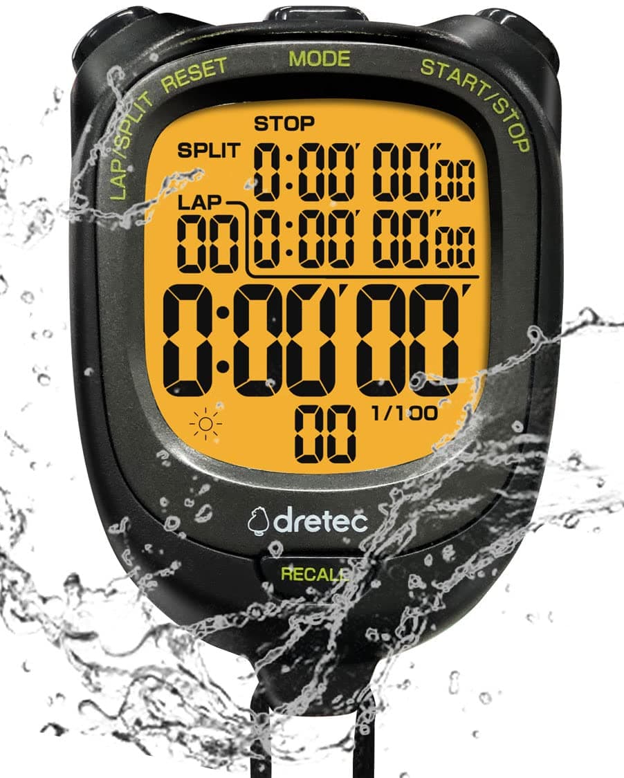 dretec Digital Stopwatch Waterproof Backlight Black
