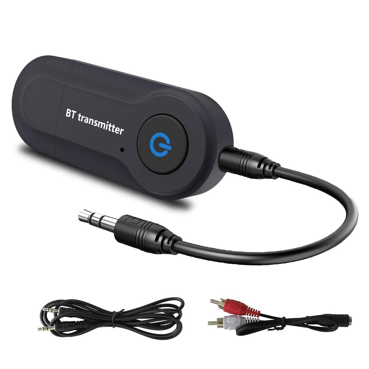 Bluetooth Transmitter, Wireless Portable Stereo Audio Adapter, Bluetooth Tansmitter for 3.5mm Audio Devices & RCA Connections for TV, PC, Car, Home Stereo System, Paired with Bluetooth Receiver
