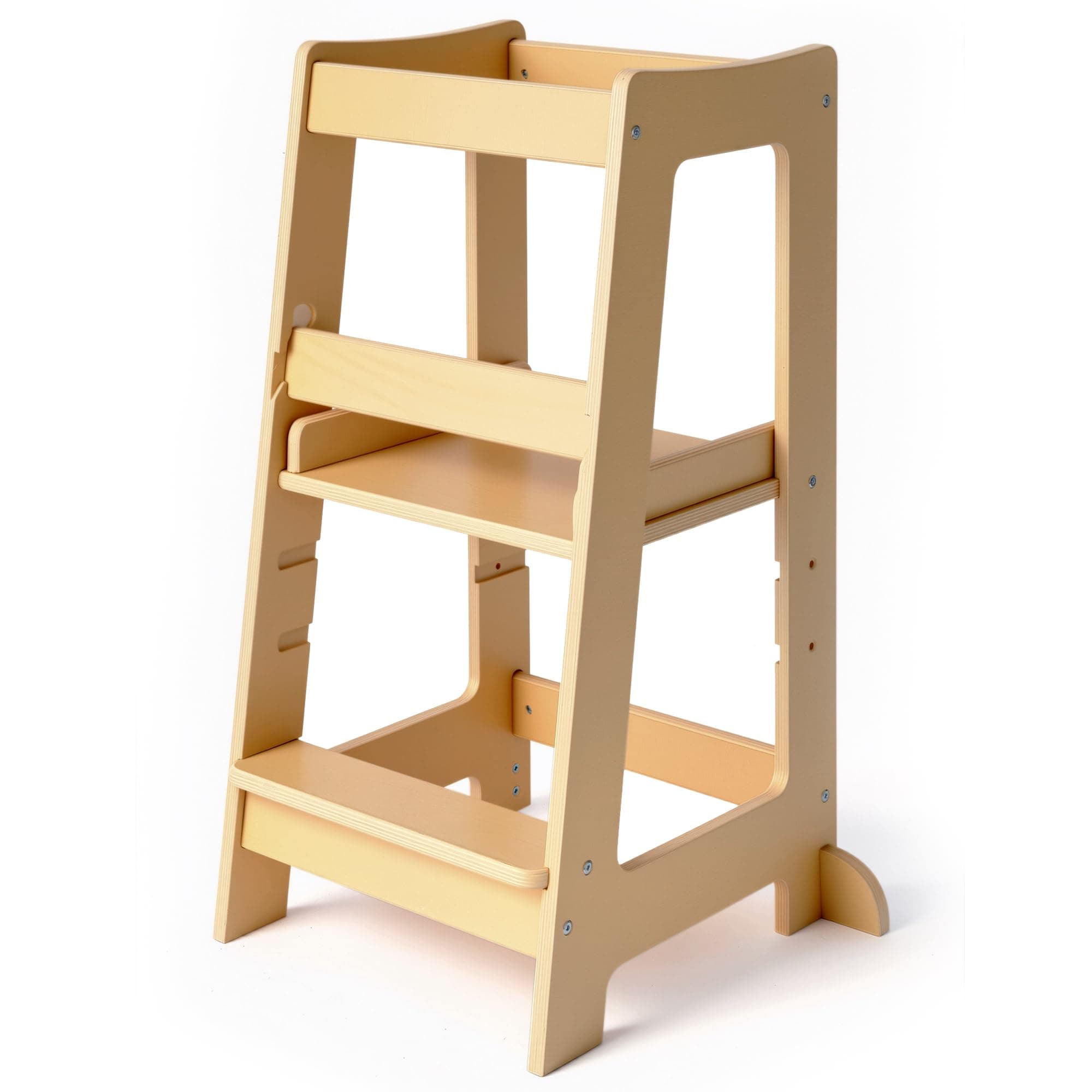 Stepup Baby Montessori Toddler Tower Kitchen Helper with Adjustable Steps with Safety Rail, Solid Wood, Varnished