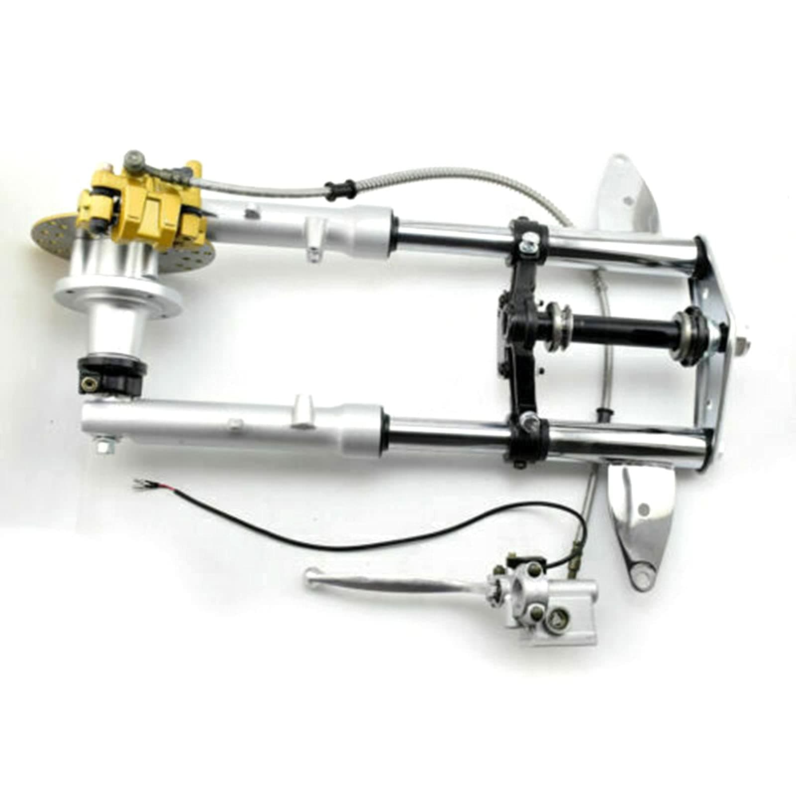 Front Forks Shock Absorber & Brake Caliper Disc, Front Fork with Brake Caliper Set with Disc Brake Assembly, Hydraulic Rebound Triple Tree Clamp, Direct Replacement for Honda Monkey bike Z50