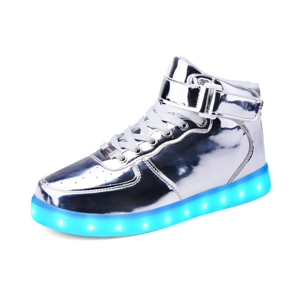 HINZER LED Light up Shoes 2017 Upgrade Light System 7 Colors Flashing Sneakers(Silver 36)