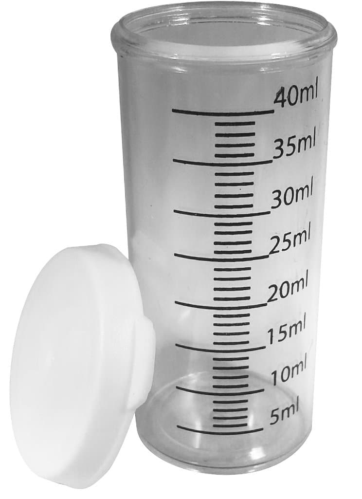 Graduated Vial - Clear Polystyrene Measuring Container, 12 Dram/40 ml, with Snap Caps (12)