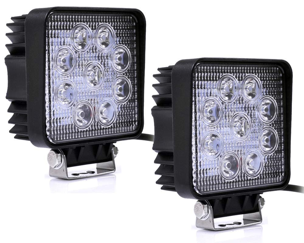 ALPHA DIMA 2pcs 27W Square LED Work Light Offroad Flood Beam Lamp Floodlight Truck Boat Bar 12V 24V