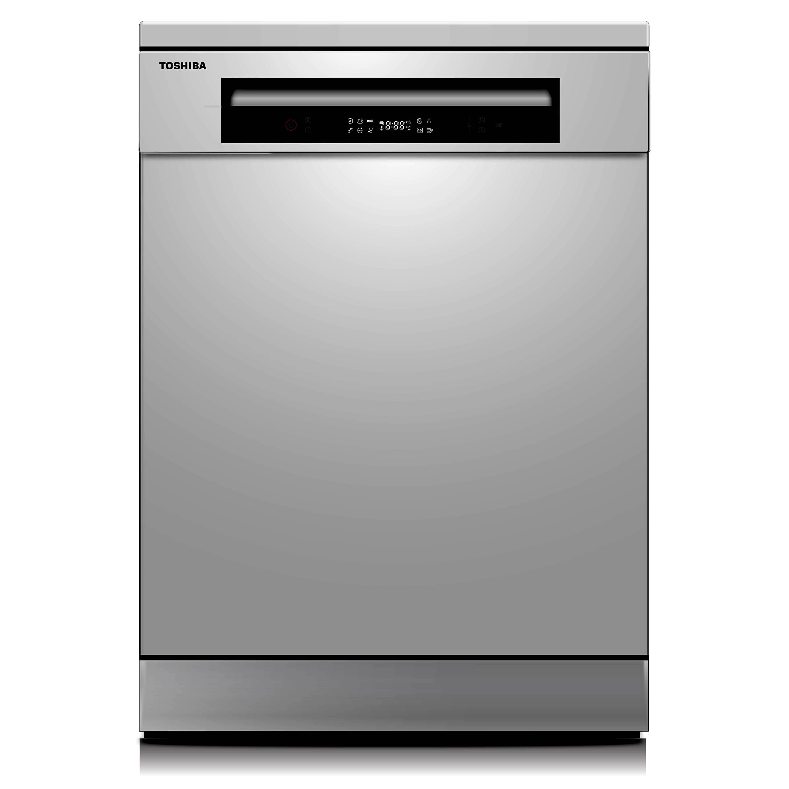Toshiba 14 Place Setting, 6 Programs Free Standing Dishwasher with Dual Wash Zone, DW14F1(S) Silver -