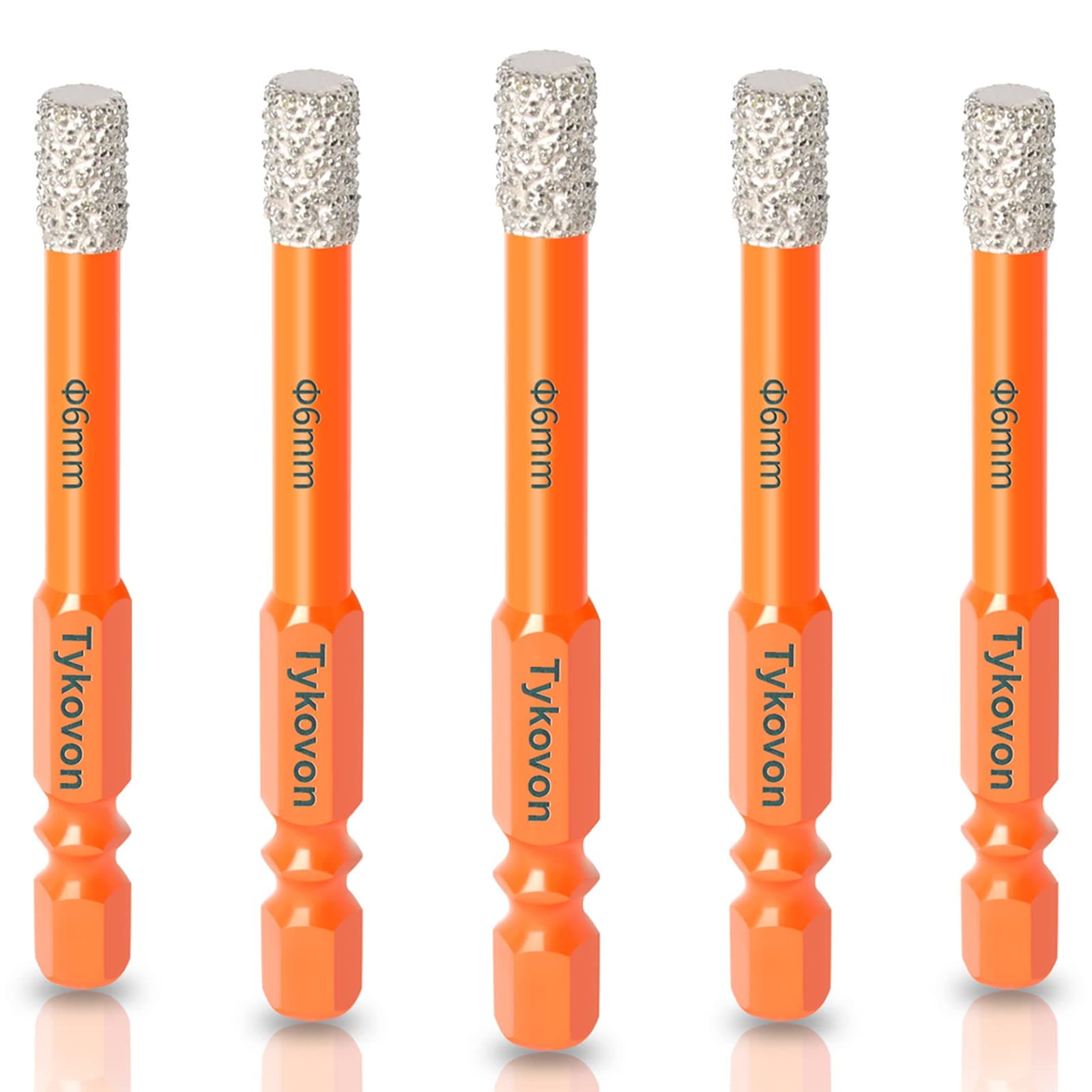 5 Pcs 6mm Diamond Drill Bits, Porcelain Tile Drill Bit, Hex Shank Diamond Dry Drill Bits Sets for Granite, Ceramic, Marble, Tile Stone, Glass, Hard Materials