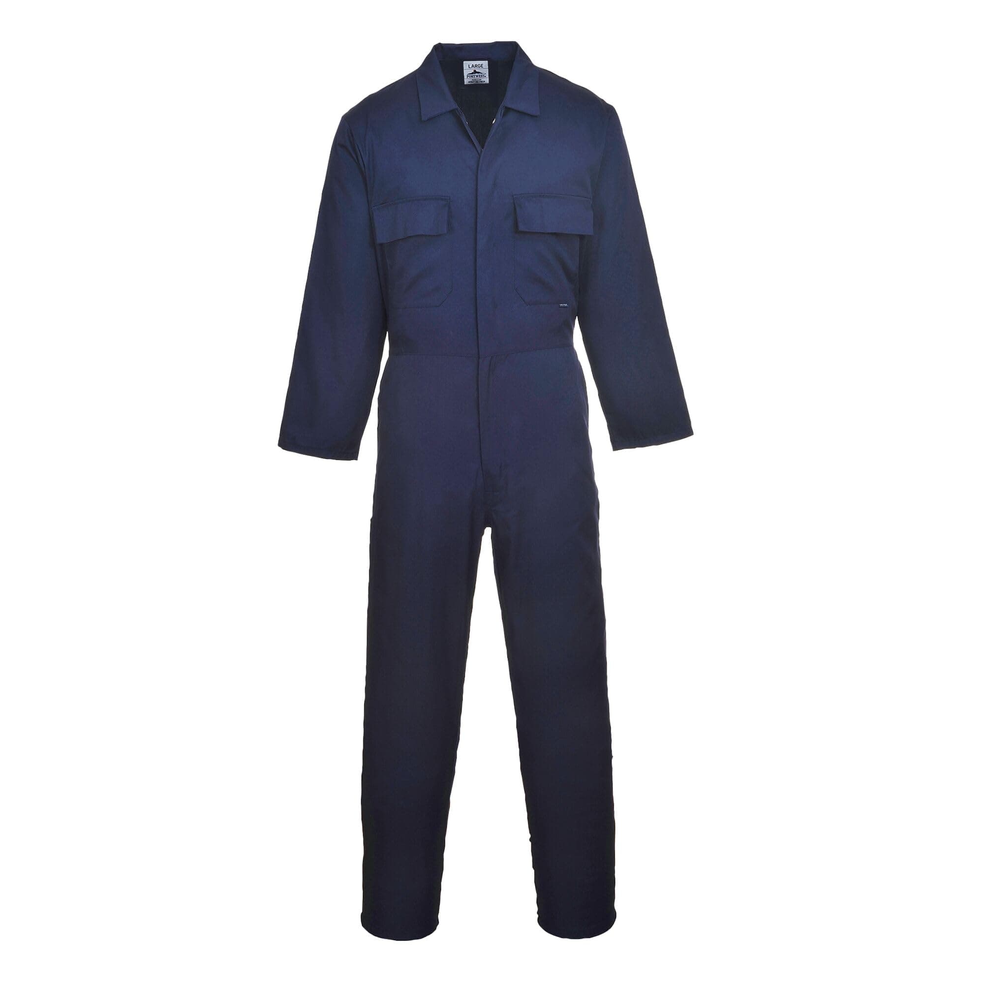 S999 Euro Polycotton Multipocket Work Coverall with Front Snap Closure, Navy, Large