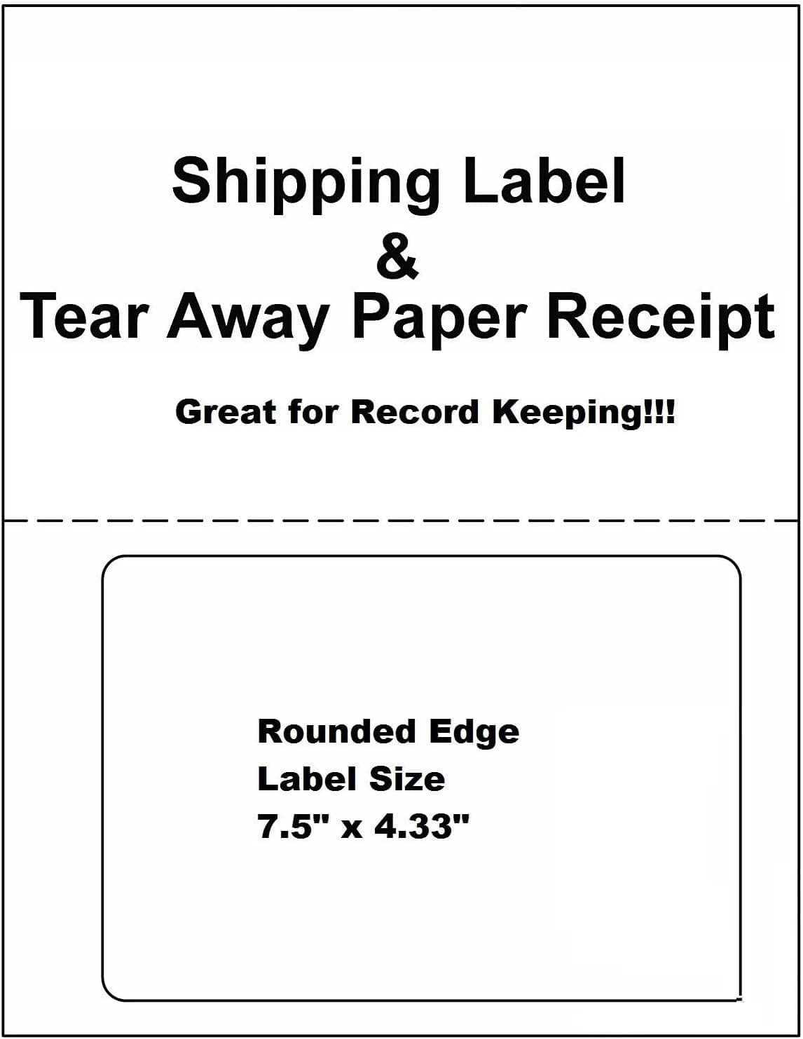 ProLine Labels Compatible for Click Ship PayPal/Ebay USPS Labels with Paper Receipts for Laser/Ink Jet Shipping! Built in Tear Off Receipts! (200 Sheets)