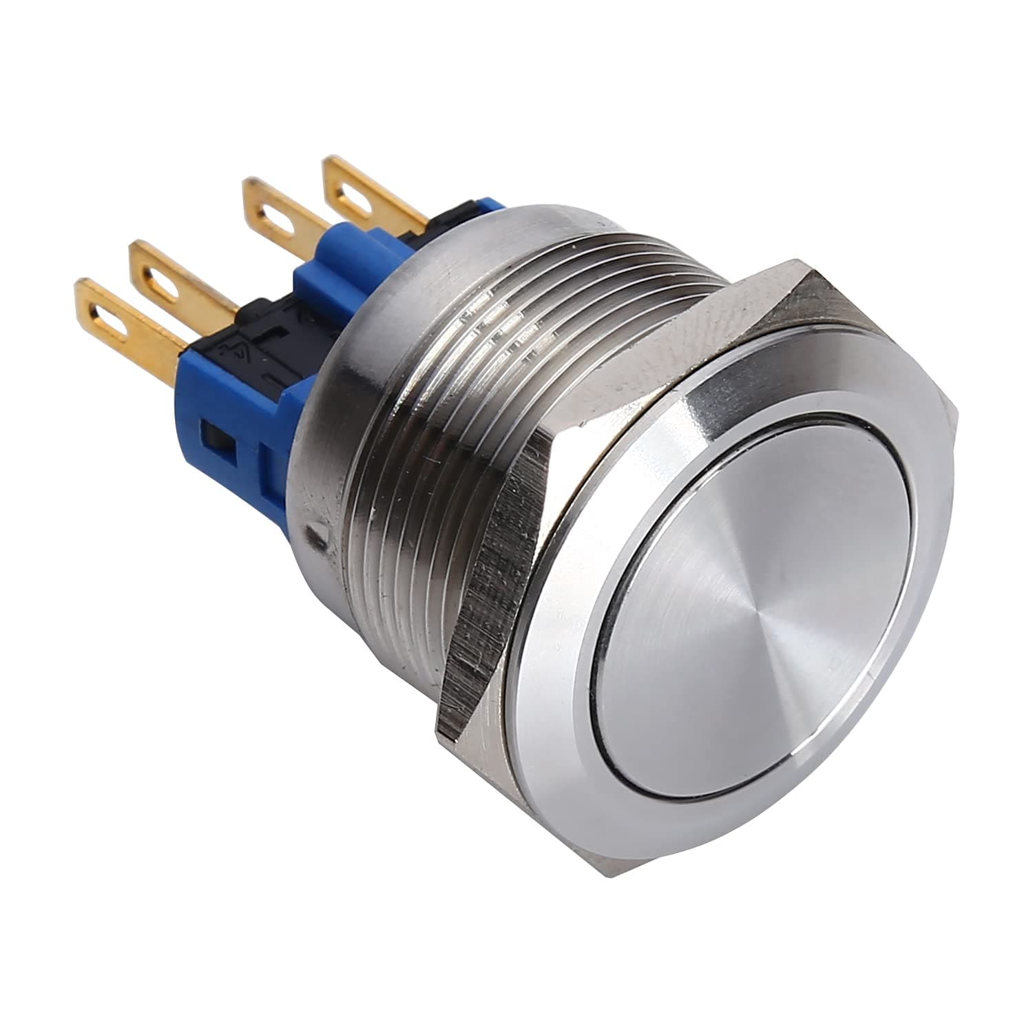 ONPOWPush Button Switch GQ22-11Z/S, 22mm Push Button, 1NO 1NC, Pin Terminal, Stainless Steel, IP65, Latching Type