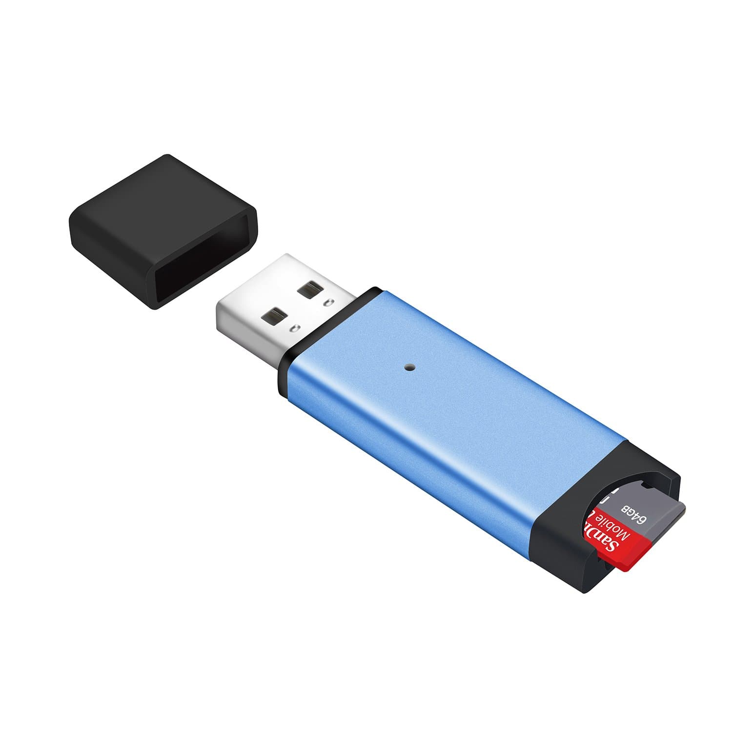 Micro SDHC Reader, Memwah Micro SD Card Reader, Supports All Micro SD Cards Up To 32 GB - King of Flash (Blue)
