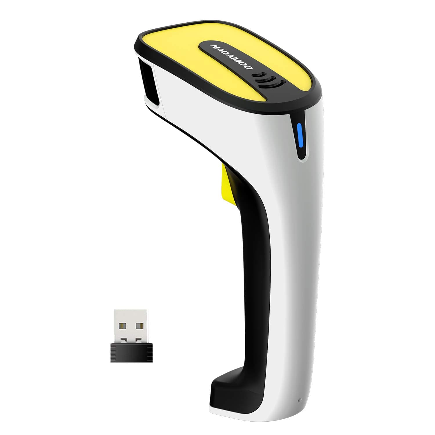 NADAMOO QR Code Scanner Wireless 2D Barcode Scanner Support Screen Scanning Handheld CMOS Imager Portable USB Bar Code Reader with Auto Sensing, Read 1D 2D QR Code PDF417 for Inventory Library