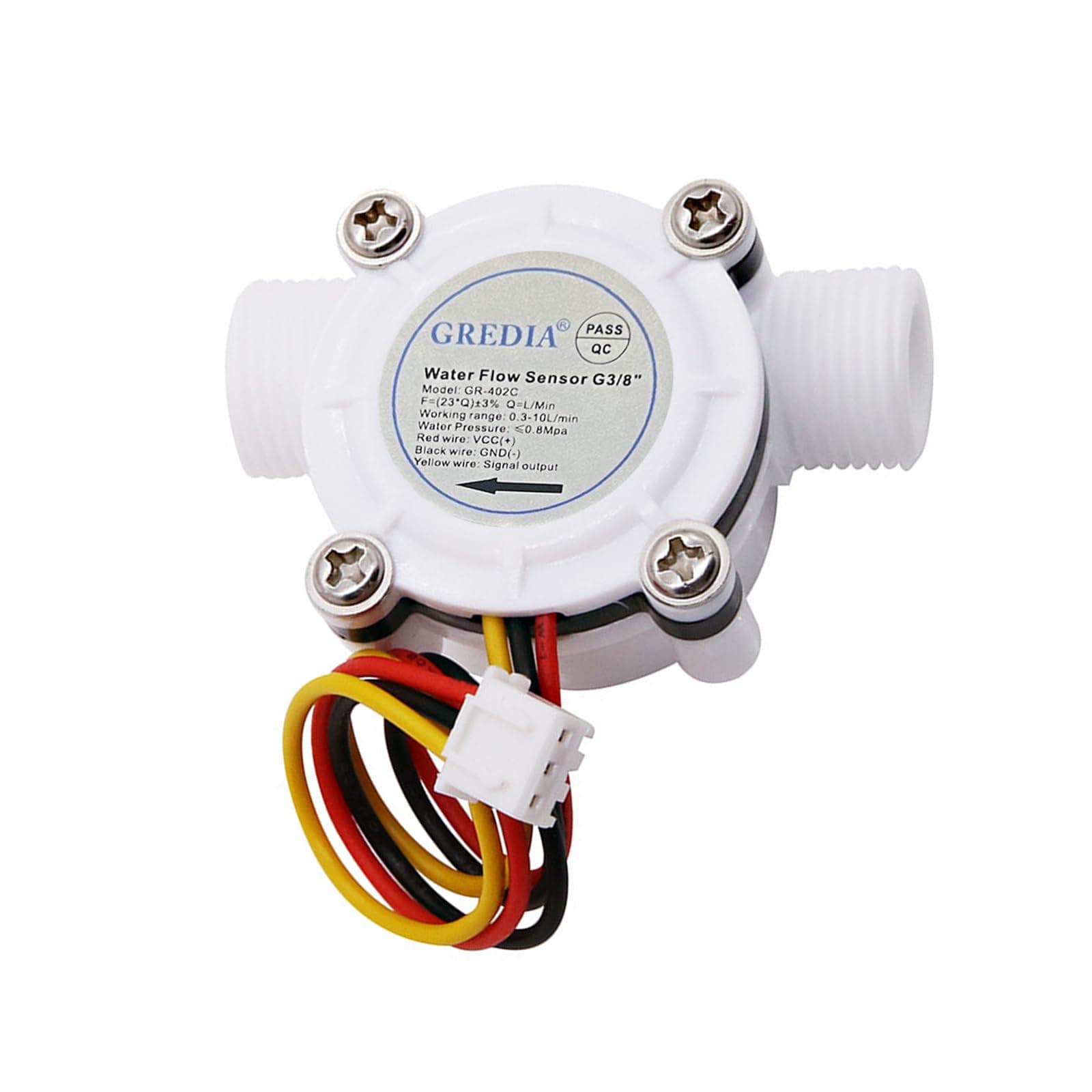 3/8" Water Flow Sensor Food-Grade Switch Hall Effect Flowmeter Fluid Meter Counter 0.3-10L/min