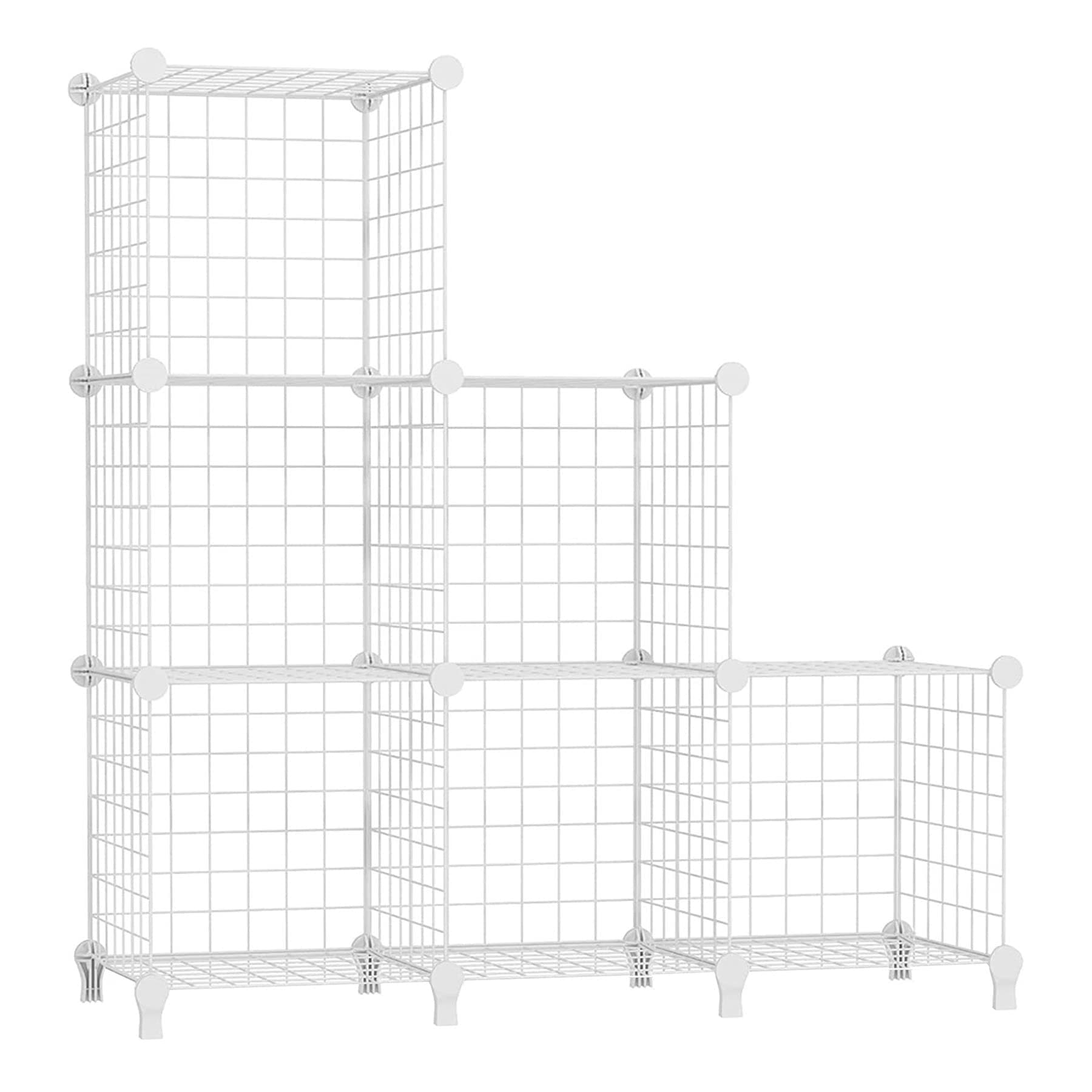 AWTATOS Cube Storage Unit, 6 Cube Wire Storage Shelves, Multifunctional DIY bookcases and Shelving Units Perfect for Office/Livingroom/kitchen/Bathroom, White USCIH06WE