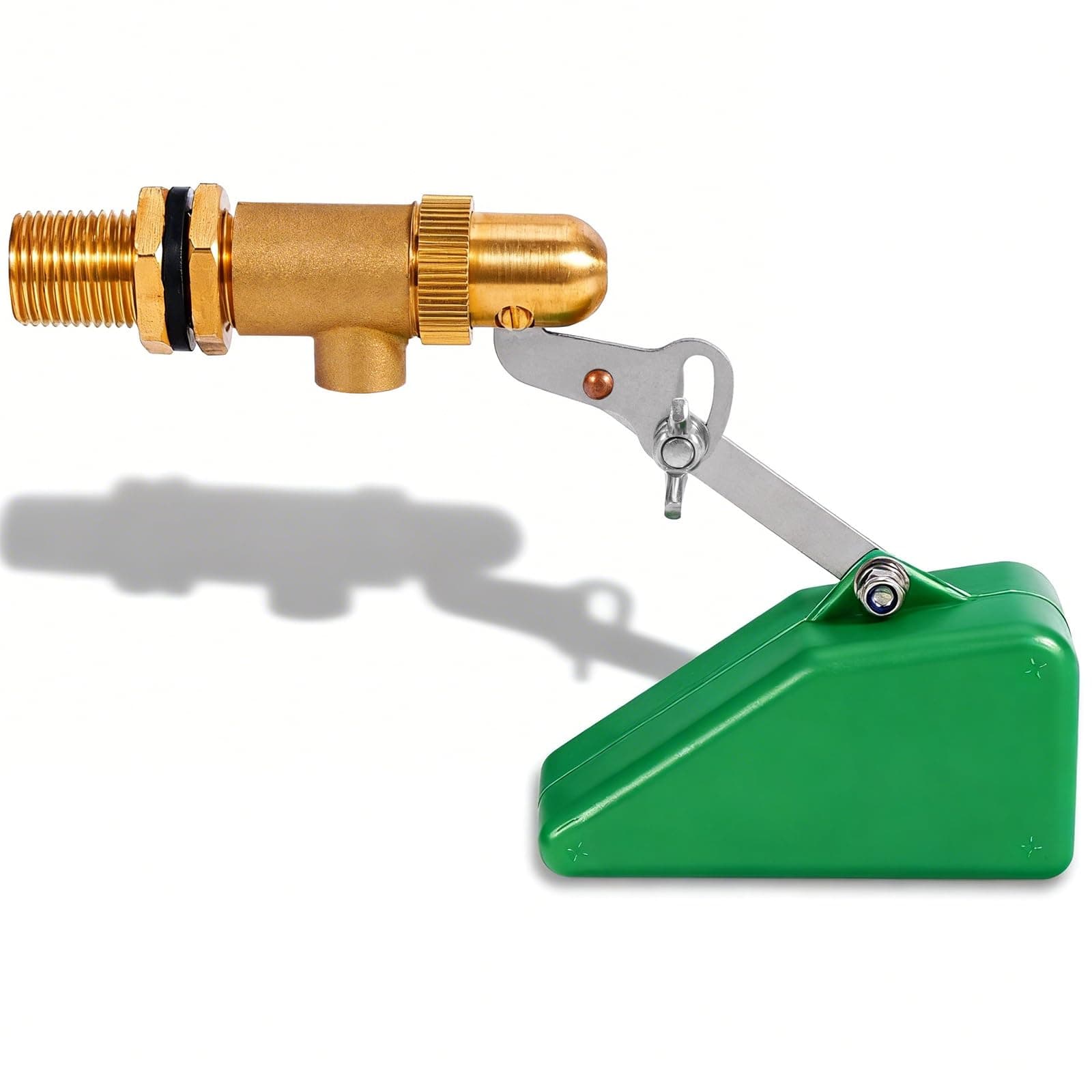 1/2 Inch Brass Float Valve with Adjustable Arm, 40 PSI Water Level Controller Valve, 1.46 GPM Automatic Fill Float Ball Valve for Water Tank, Trough, Fountain, Pool, Pond