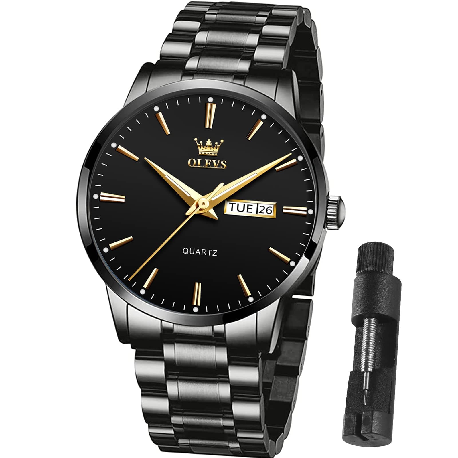 Mens Gold Watches Waterproof Stainless Steel Lightweight Watch with Date Classic Luxury Dress Watch for Men Gold White Blue Green Dial