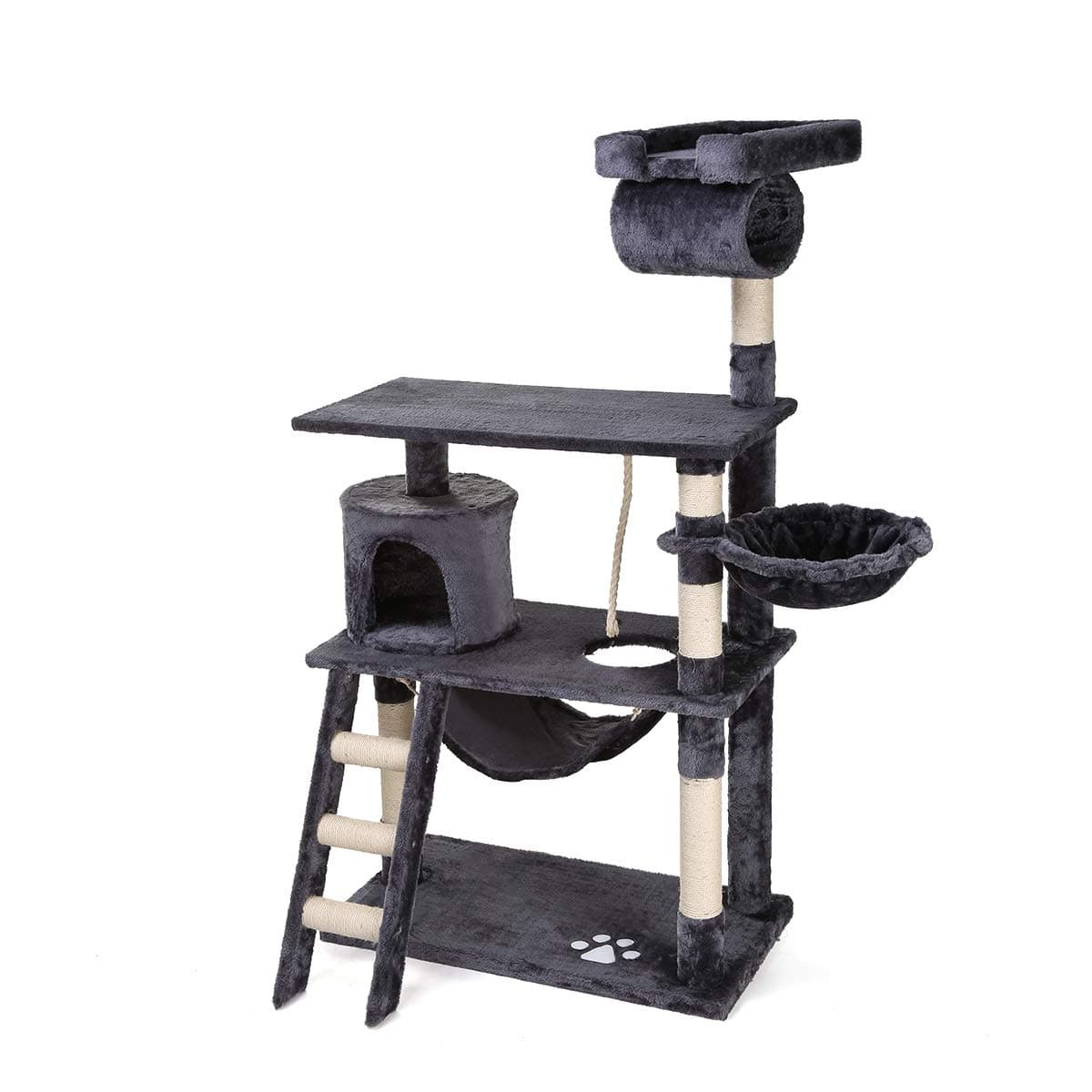 Petonaut Scratching Posts for Cats Cat Tree Cat Tower Multifunctional Deluxe Comfortable Cat Furniture Cat Condo Stable Cat Hammock Cat Tree Scratcher Activity Centre Dark Grey 141CM (Grey 1)