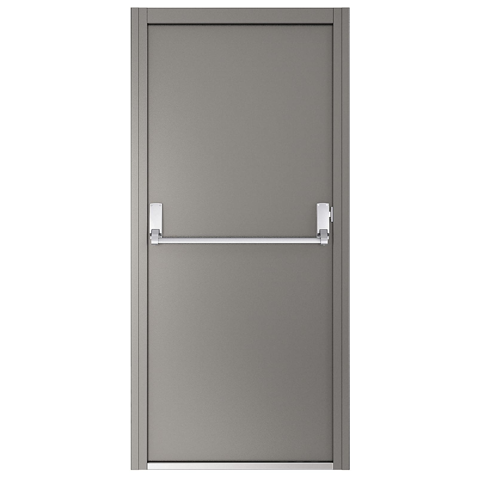 Quick Mount Fire Exit Door (Single) with Panic Bar, Gray Right Side-Hinged Outward, 39 9/16" - 41 7/8" Width Adjustable, 83 1/2" Height