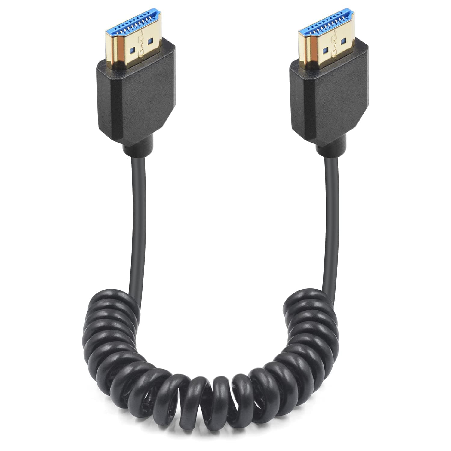 Duttek 8K HDMI Coiled Cable 1 FT-4 FT, 48Gbps Short HDMI Cable Male to Male with 8K@60Hz, 4K@240Hz and HDR for ATOMOS Ninja V Sony A7siii Canon C300 C500 Ronin RS2 Monitor Camera, Capture Cards, PS5